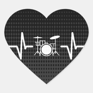 En Forma De Corazón Guay Drummer Heart Beat Love Heart Pegatina