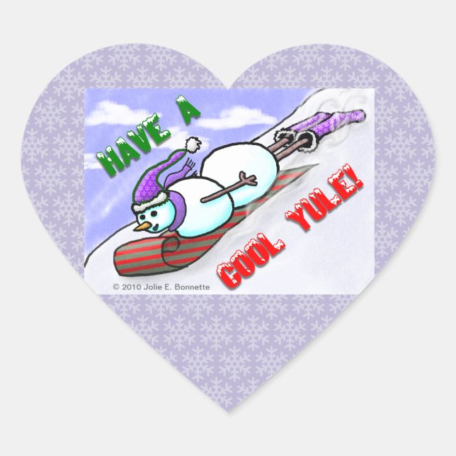 En Forma De Corazón Guay Yule Snowman Heart Pegatina (Anverso)