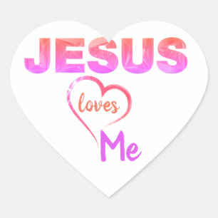 En Forma De Corazón Jesús Me Ama Pegatina