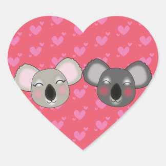 En Forma De Corazón Kawaii koalas, pegatina enamorado
