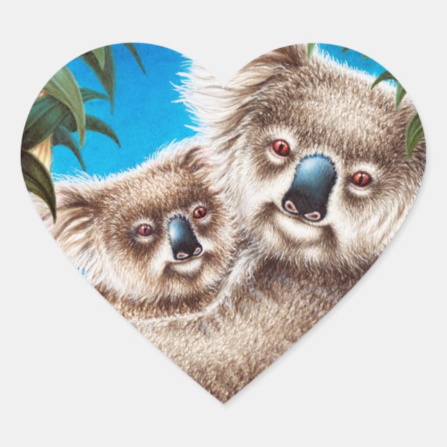 En Forma De Corazón Koala y el Pegatina del bebé (Anverso)