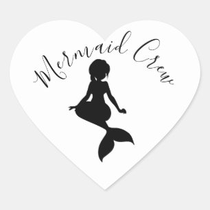 En Forma De Corazón Mermaid Crew Pegatina