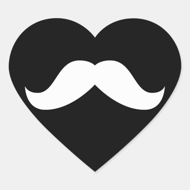 En Forma De Corazón Mustache Pegatina (Anverso)