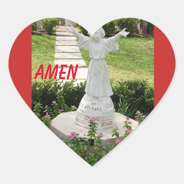 En Forma De Corazón Nino devino pegatina (Anverso)