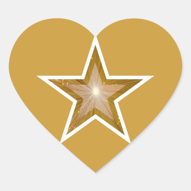 En Forma De Corazón "Oro" Estrella pegatina amarillo (Anverso)