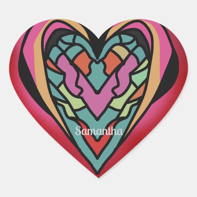 En Forma De Corazón Pegatina (Anverso)