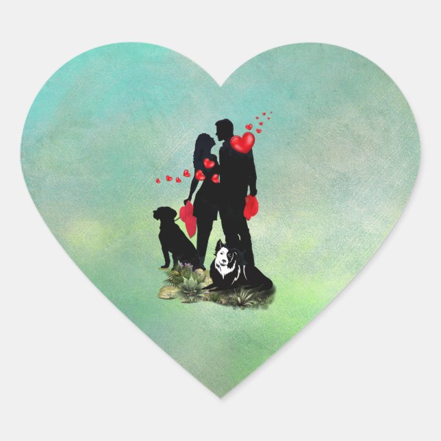 En Forma De Corazón Pegatina (Anverso)