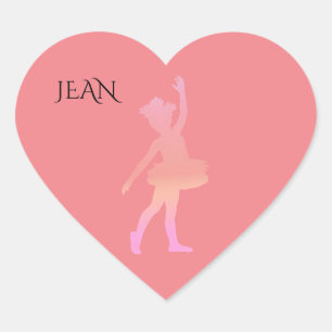 En Forma De Corazón Pegatina Ballerina con nombre personalizado.