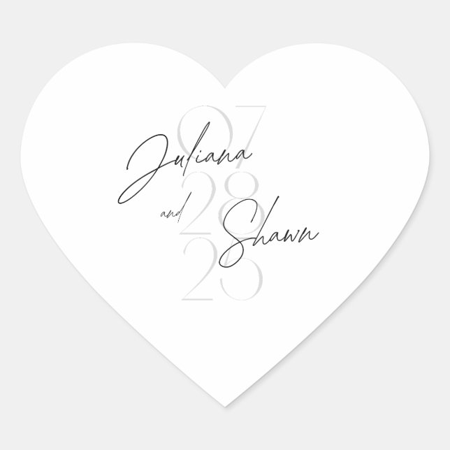 En Forma De Corazón pegatina boda (Anverso)