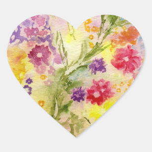 En Forma De Corazón pegatina cardíaco "Floral Splash"