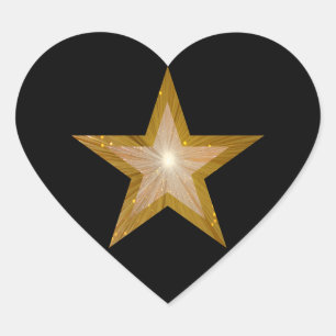 En Forma De Corazón Pegatina cardíaco Gold Star negro