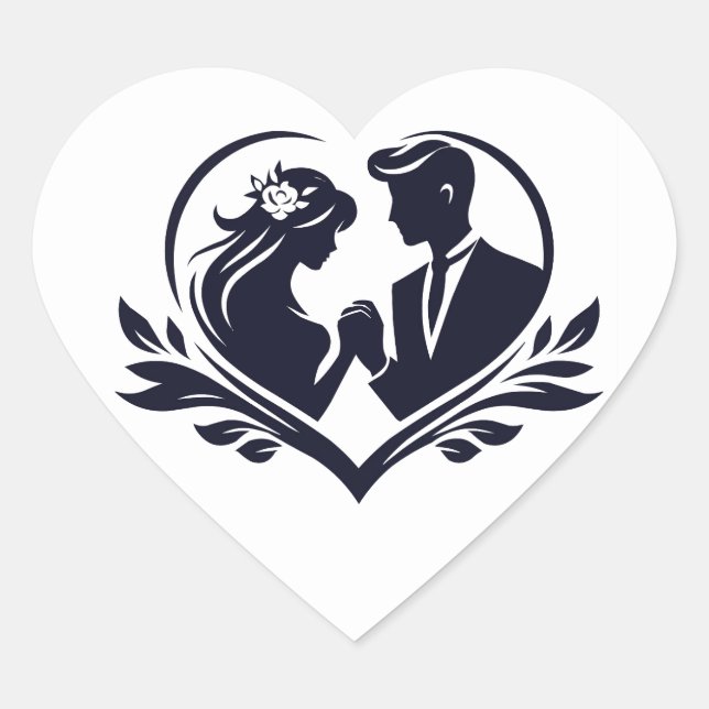 En Forma De Corazón Pegatina casado (Anverso)