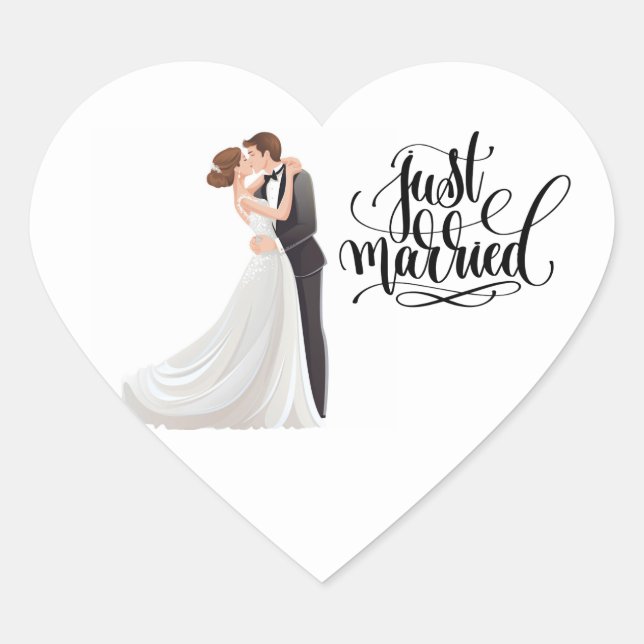En Forma De Corazón Pegatina casado (Anverso)