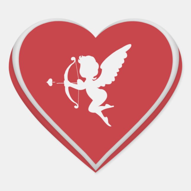 En Forma De Corazón Pegatina Cupid Red Heart (Anverso)