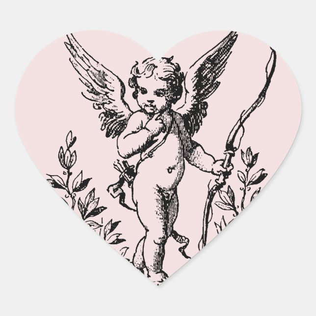 En Forma De Corazón Pegatina cupido (Anverso)