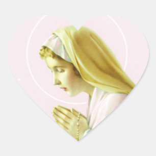 En Forma De Corazón Pegatina del rezo del Virgen María