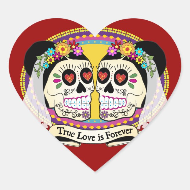 En Forma De Corazón Pegatina Dos Novias (Anverso)