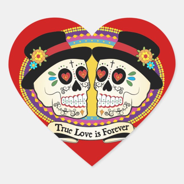 En Forma De Corazón Pegatina Dos Novios (2 Grooms) (Anverso)