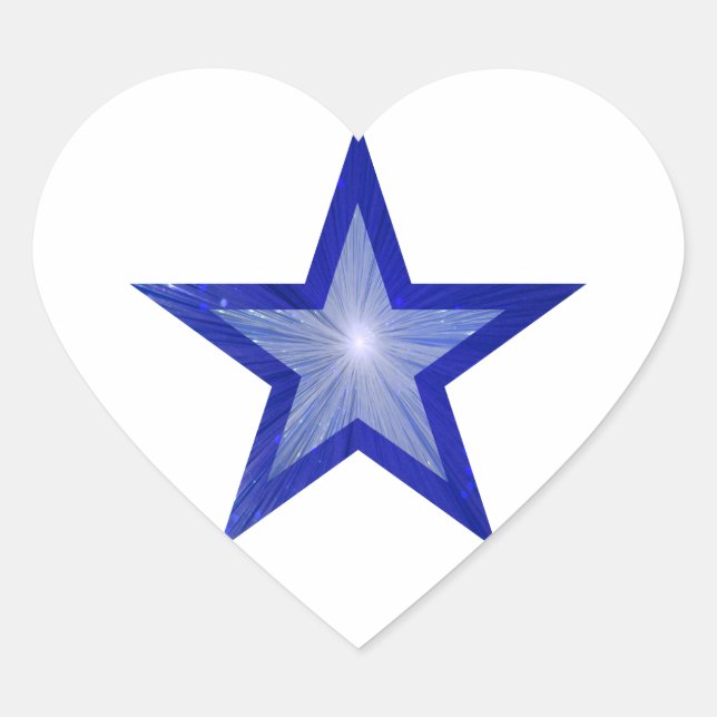 En Forma De Corazón Pegatina Estrella Azul Oscuro (Anverso)