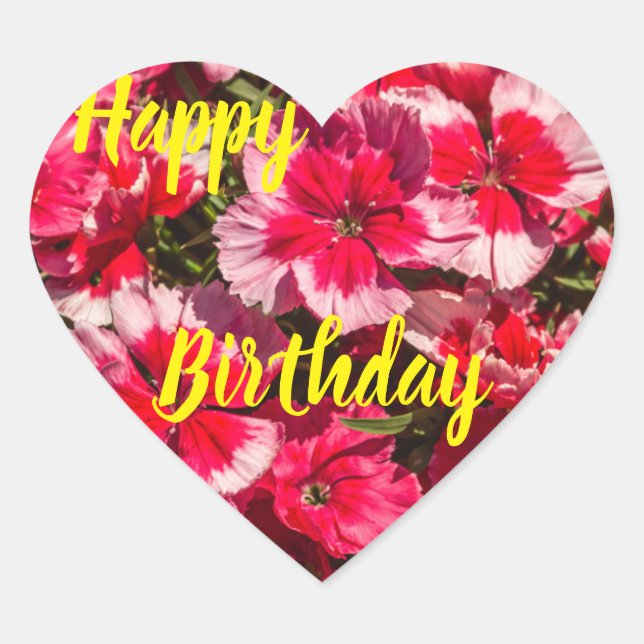 En Forma De Corazón Pegatina Feliz Cumpleaños (Anverso)