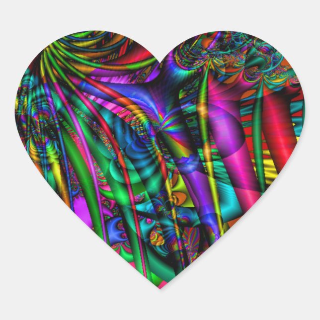 En Forma De Corazón Pegatina fractal (Anverso)