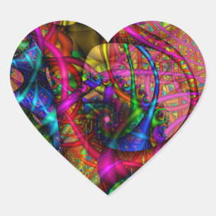 En Forma De Corazón Pegatina fractal