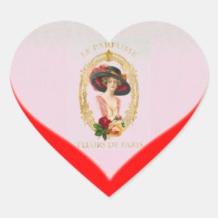 En Forma De Corazón Pegatina francés vintage