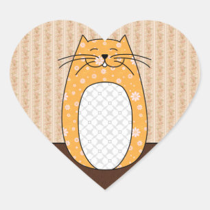 En Forma De Corazón pegatina "gato Naranja"