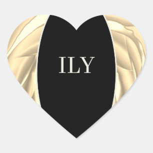 En Forma De Corazón Pegatina ILY Soft Metálico Amarillo y Negro