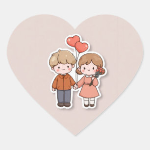 En Forma De Corazón Pegatina linda