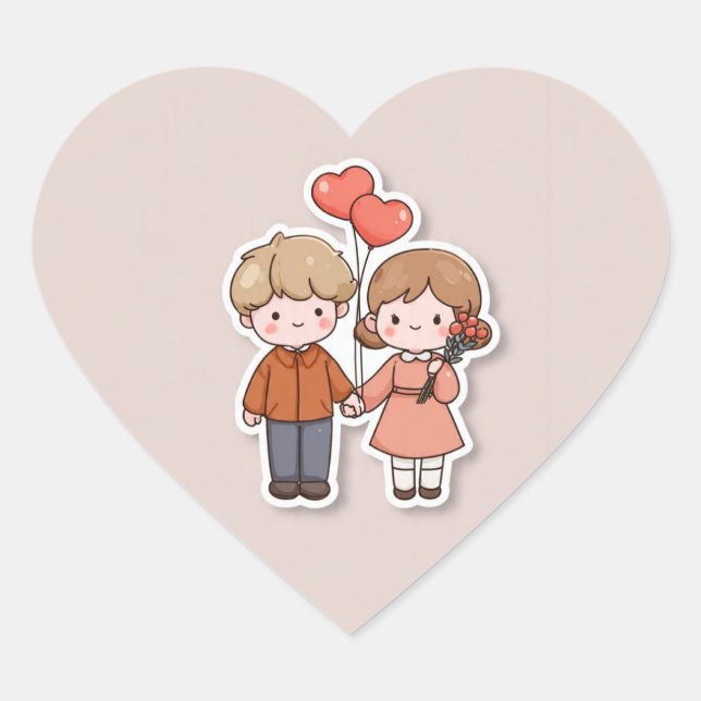En Forma De Corazón Pegatina linda  (Anverso)
