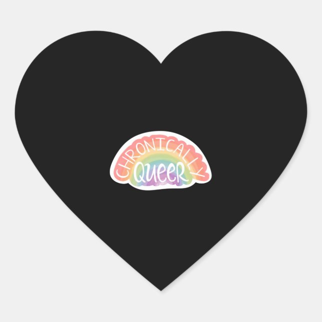 En Forma De Corazón Pegatina queer crónico (Anverso)