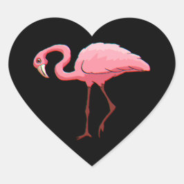 En Forma De Corazón Pegatina Retro Stationery Pink Flamingo Black Hear
