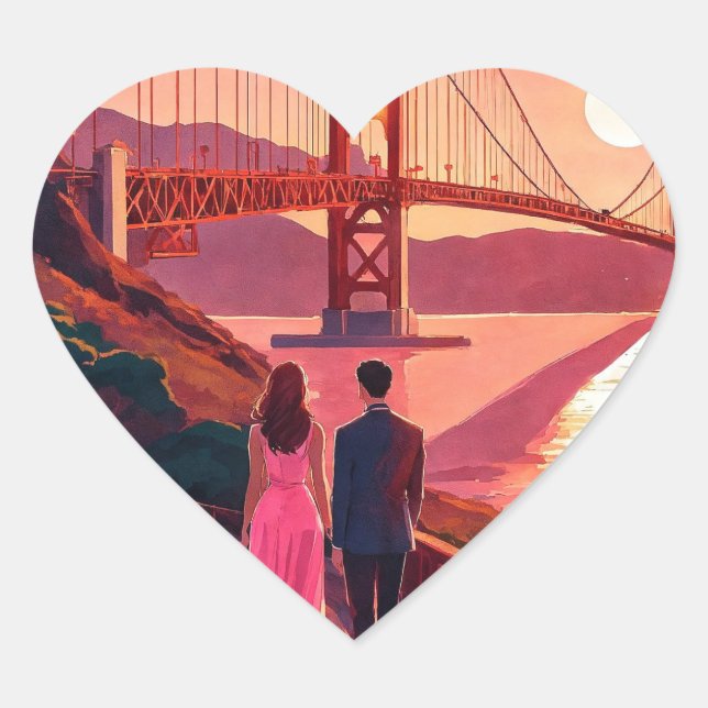 En Forma De Corazón Pegatina romántico (Anverso)