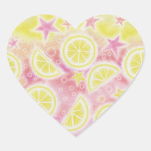 En Forma De Corazón Pegatina rosa Lemonade