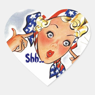 En Forma De Corazón Pegatina Shh. ¡Es un Fiesta sorpresa! Gal patrióti