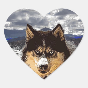 En Forma De Corazón Pegatina Siberian Husky Heart
