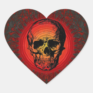 En Forma De Corazón Pegatina Skull Heart Shaped