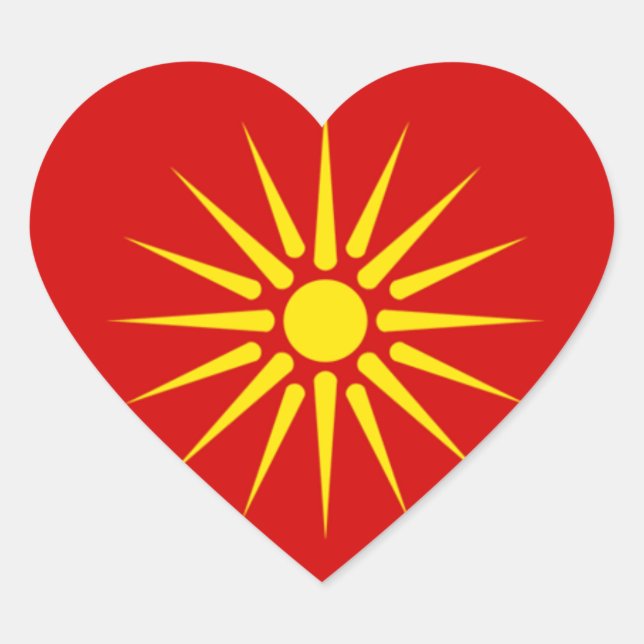 En Forma De Corazón Pegatina solar macedonio (Anverso)