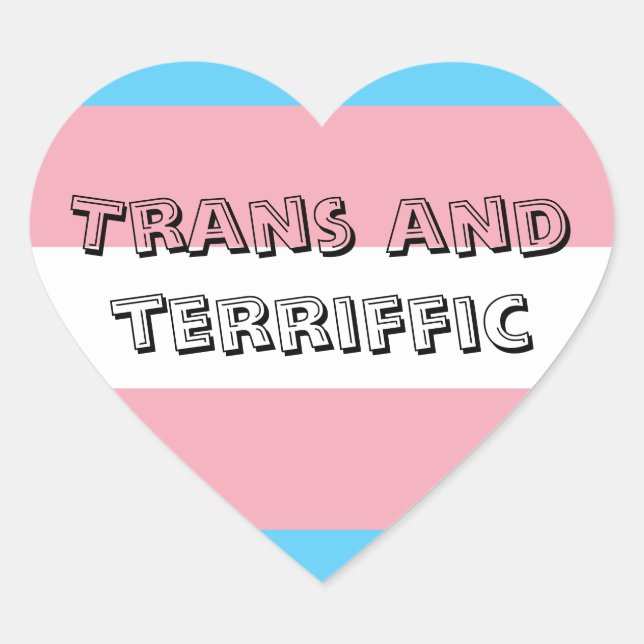 En Forma De Corazón Pegatina Trans y Terriffic (Anverso)