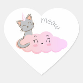 En Forma De Corazón pegatina unicat cloud meow