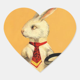 En Forma De Corazón Pegatina Vintage Anthro Gorra Mágico Trick Rabbit