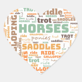 EN FORMA DE CORAZÓN PEGATINA WORD HORSE