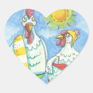 En Forma De Corazón POLLOS DEL MAR, FUNNY PEGATINA Heart *Hoja