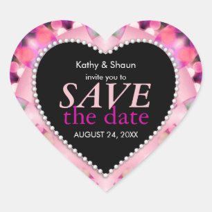 En Forma De Corazón Preety Pink Tropical Save the Date Heart Pegatina