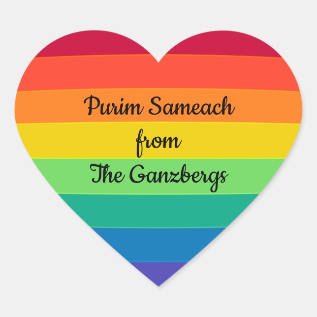 En Forma De Corazón Purim Mishloach Manos Shalach Manot Pegatina del c (Anverso)