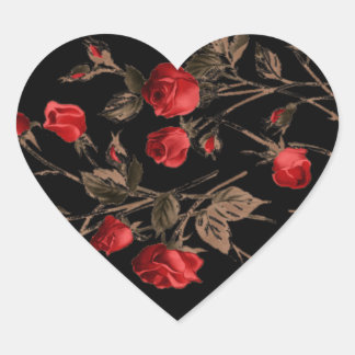 En Forma De Corazón Red Roses Gótico Heart Pegatina