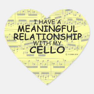 En Forma De Corazón Relación significativa Pegatina Cello Heart