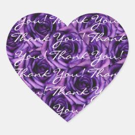 En Forma De Corazón Rosas Púrpura Oscuro Gracias Pegatina