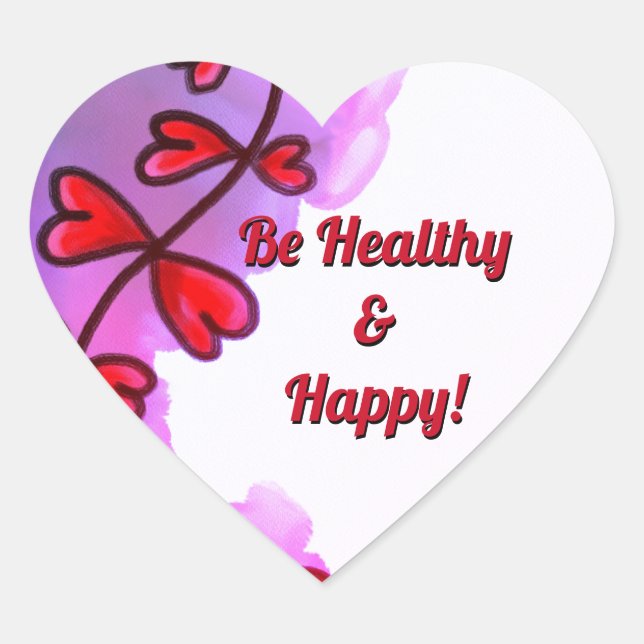 En Forma De Corazón Ser saludable y feliz Pegatina (Anverso)